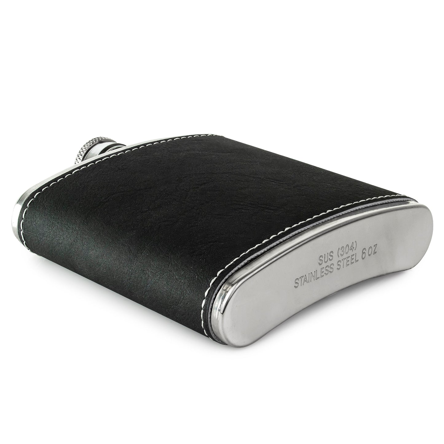 Two-Tone Hip Flask - PU Leather - Black/White - 5.42 oz