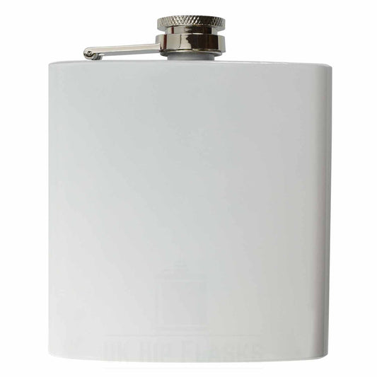 6oz White Hip Flask