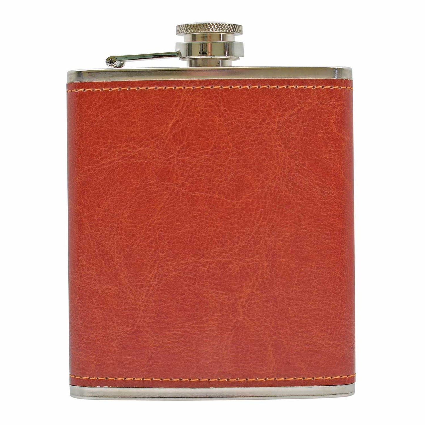 PU Leather 7oz Hip Flask - Russet Red