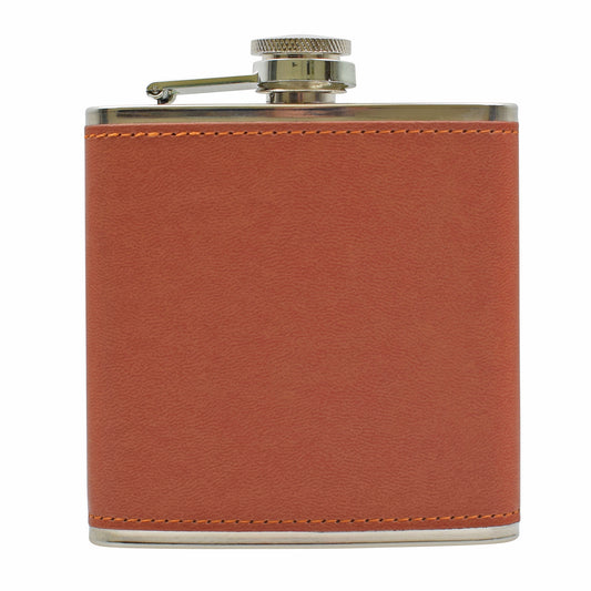 Hip Flask - PU Leather - Tan - 5.42 oz