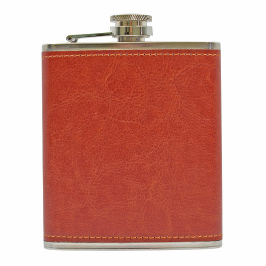 Hip Flask - PU Leather - Russet Red- 6.76 oz