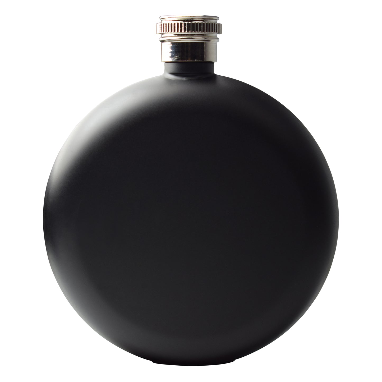 Round Hip Flask - Stainless Steel - Black - 4.80 oz