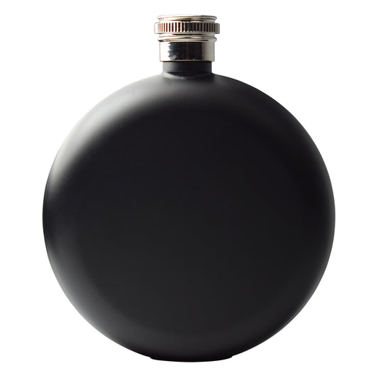 Round Hip Flask - Stainless Steel - Black - 4.80 oz