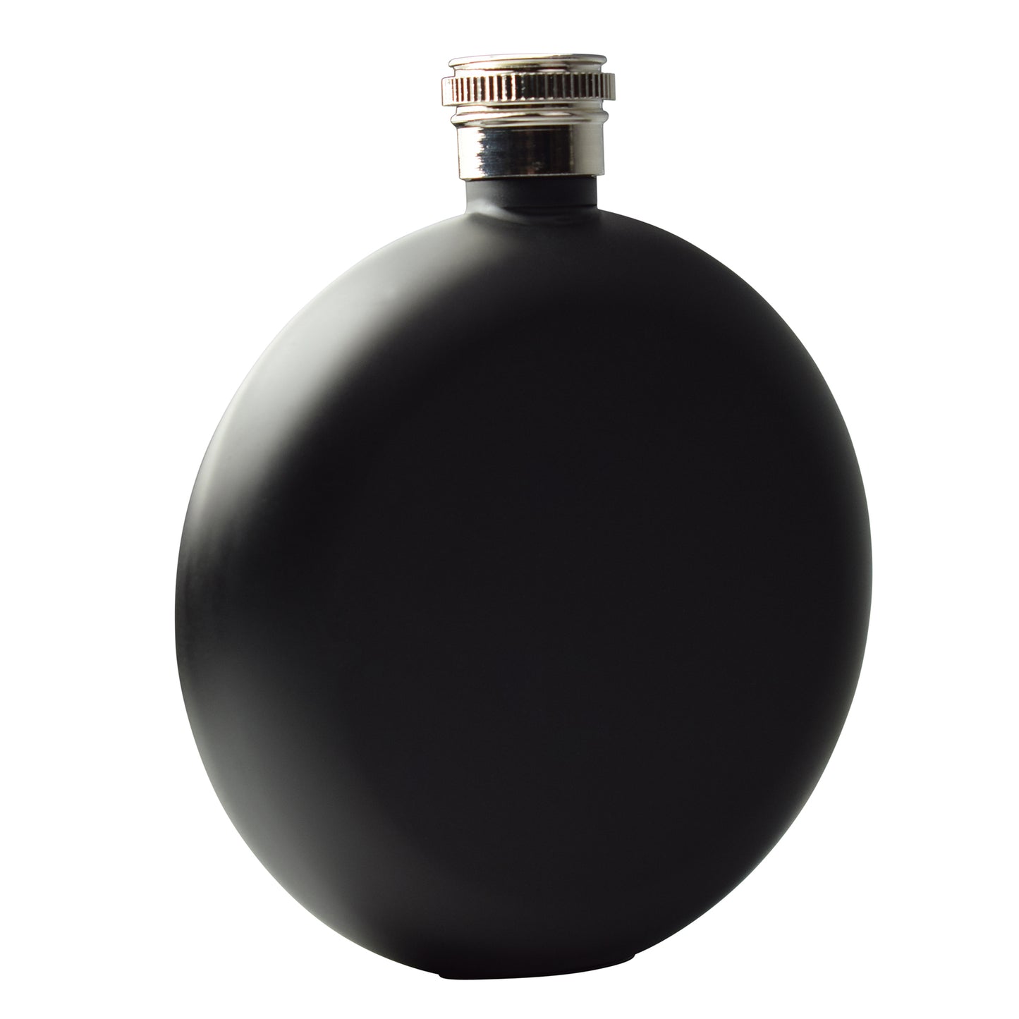 Round Hip Flask - Stainless Steel - Black - 4.80 oz
