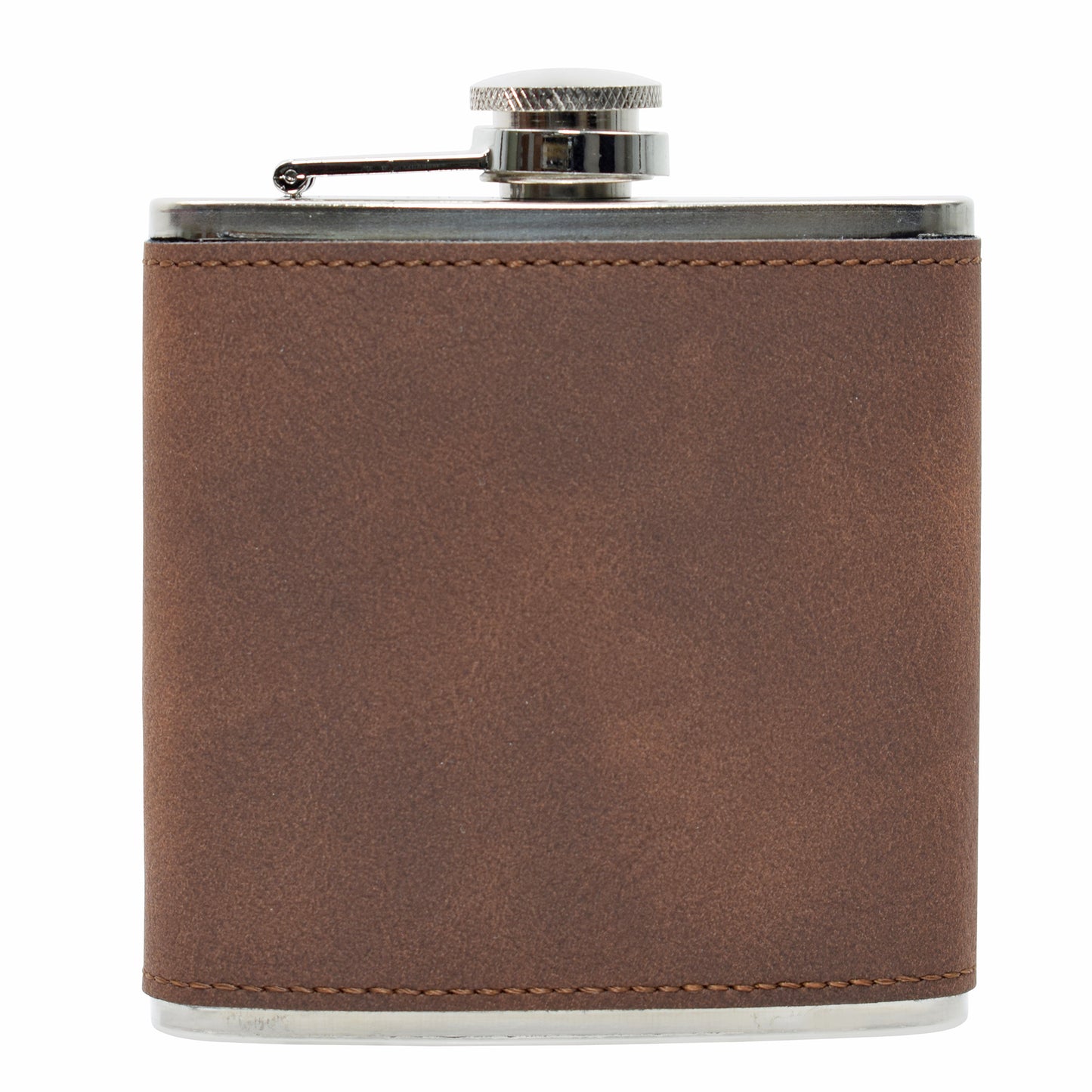 Two-Tone Hip Flask - PU Leather - Brown/Black- 5.42 oz