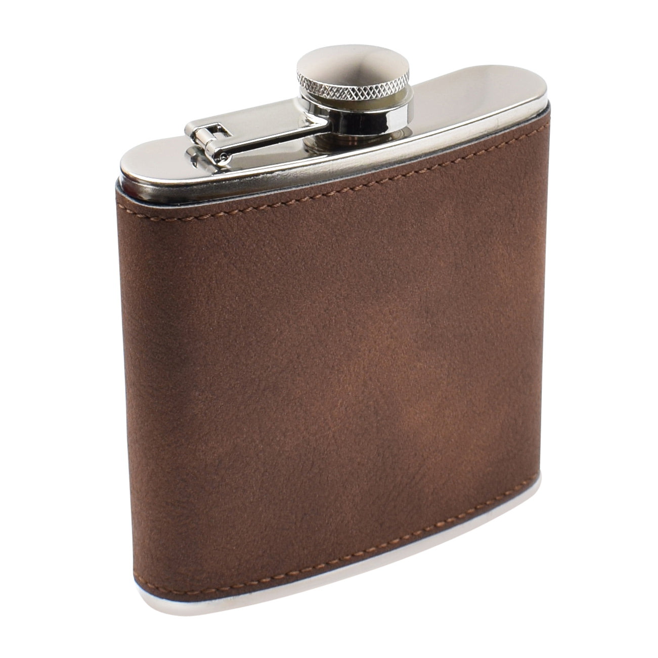 Two-Tone Hip Flask - PU Leather - Brown/Black- 5.42 oz