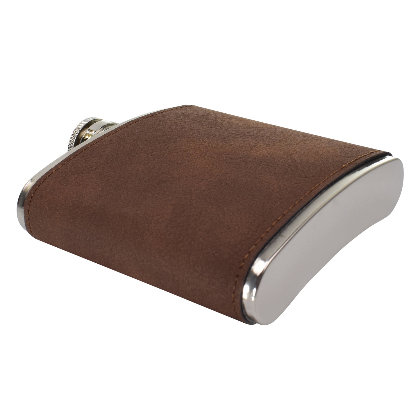 Two-Tone Hip Flask - PU Leather - Brown/Black- 5.42 oz