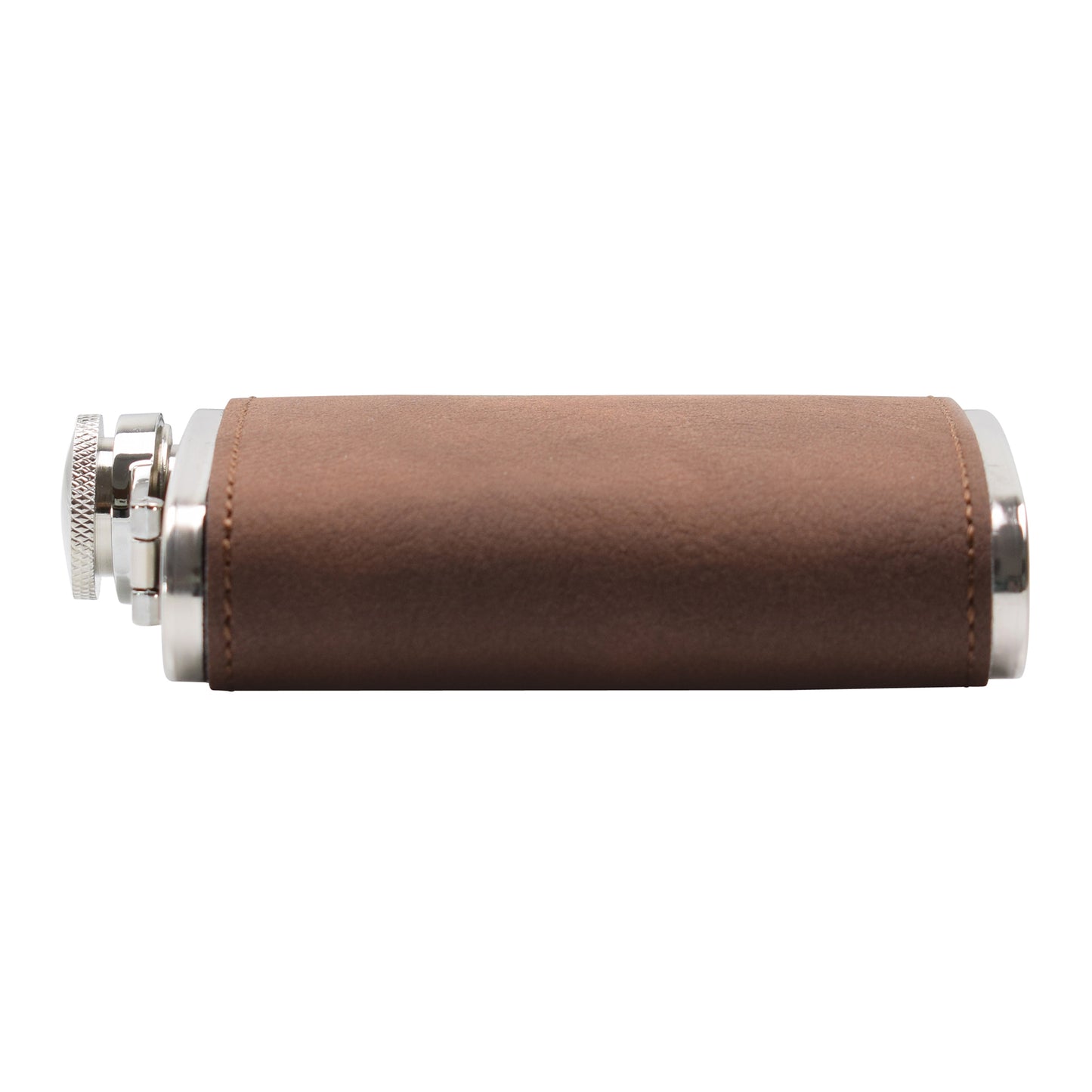 Two-Tone Hip Flask - PU Leather - Brown/Black- 5.42 oz