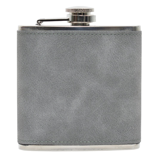Two-Tone Hip Flask - PU Leather - Grey/Black - 5.42 oz