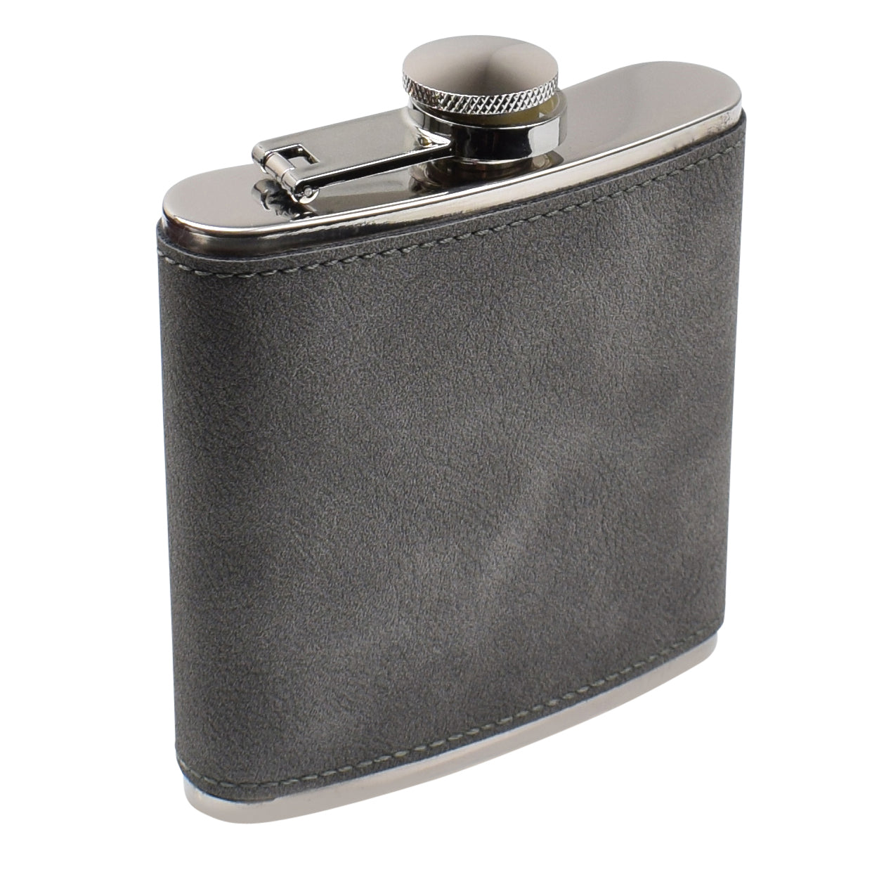 Two-Tone Hip Flask - PU Leather - Grey/Black - 5.42 oz