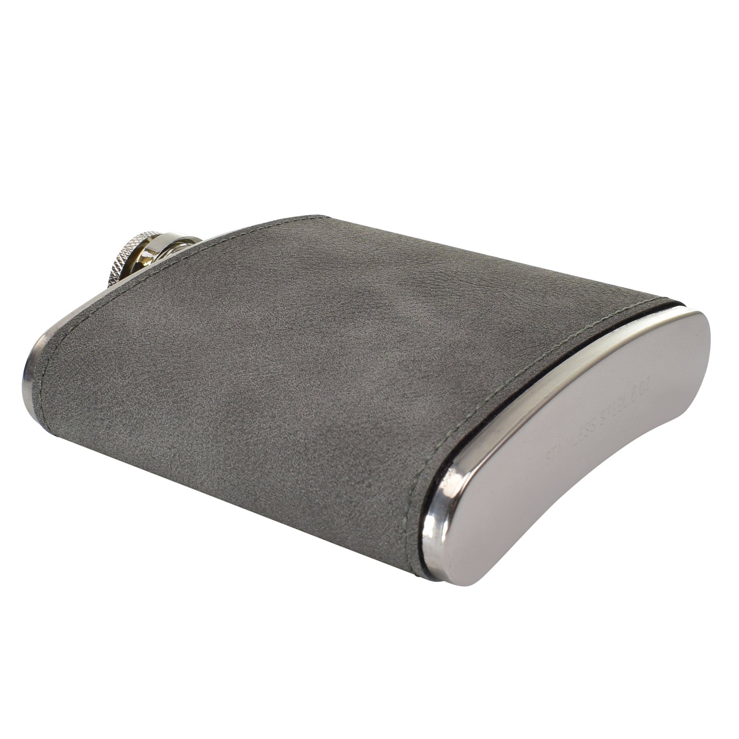 Two-Tone Hip Flask - PU Leather - Grey/Black - 5.42 oz