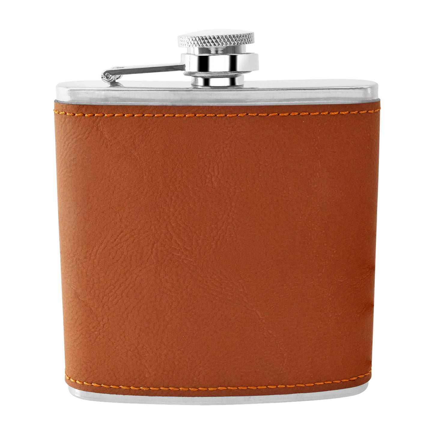 Two-Tone Hip Flask - PU Leather - Tan/Black - 5.42 oz