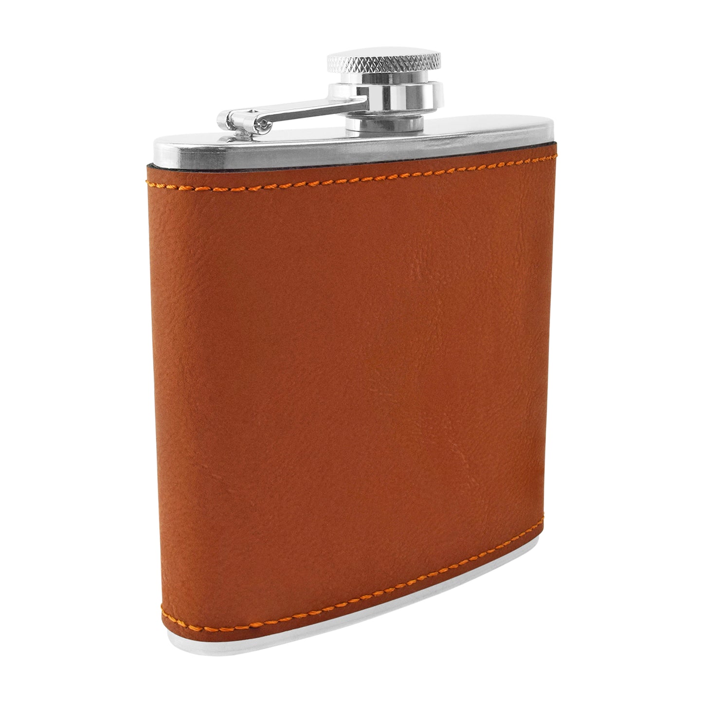 Two-Tone Hip Flask - PU Leather - Tan/Black - 5.42 oz