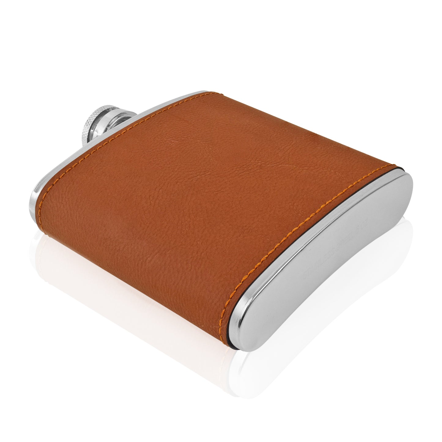 Two-Tone Hip Flask - PU Leather - Tan/Black - 5.42 oz
