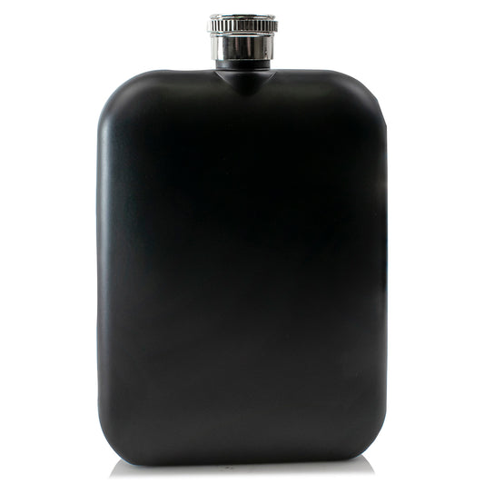 Hip Flask - Cushion - Stainless Steel - Matt Black- 5.42 oz