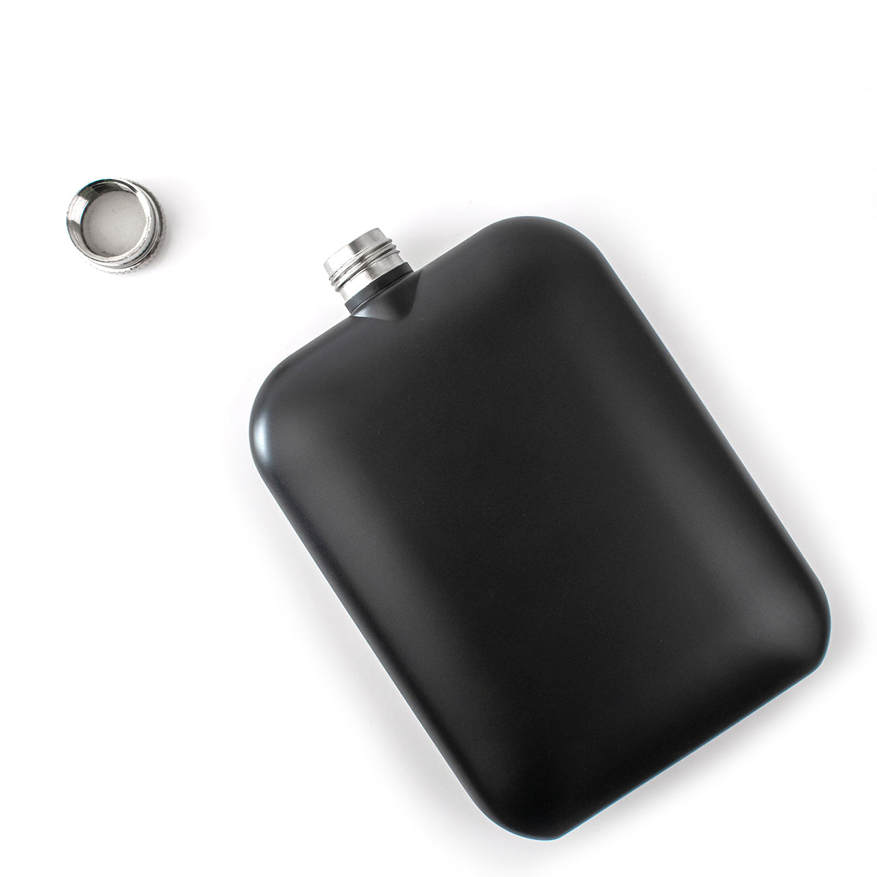 Hip Flask - Cushion - Stainless Steel - Matt Black- 5.42 oz