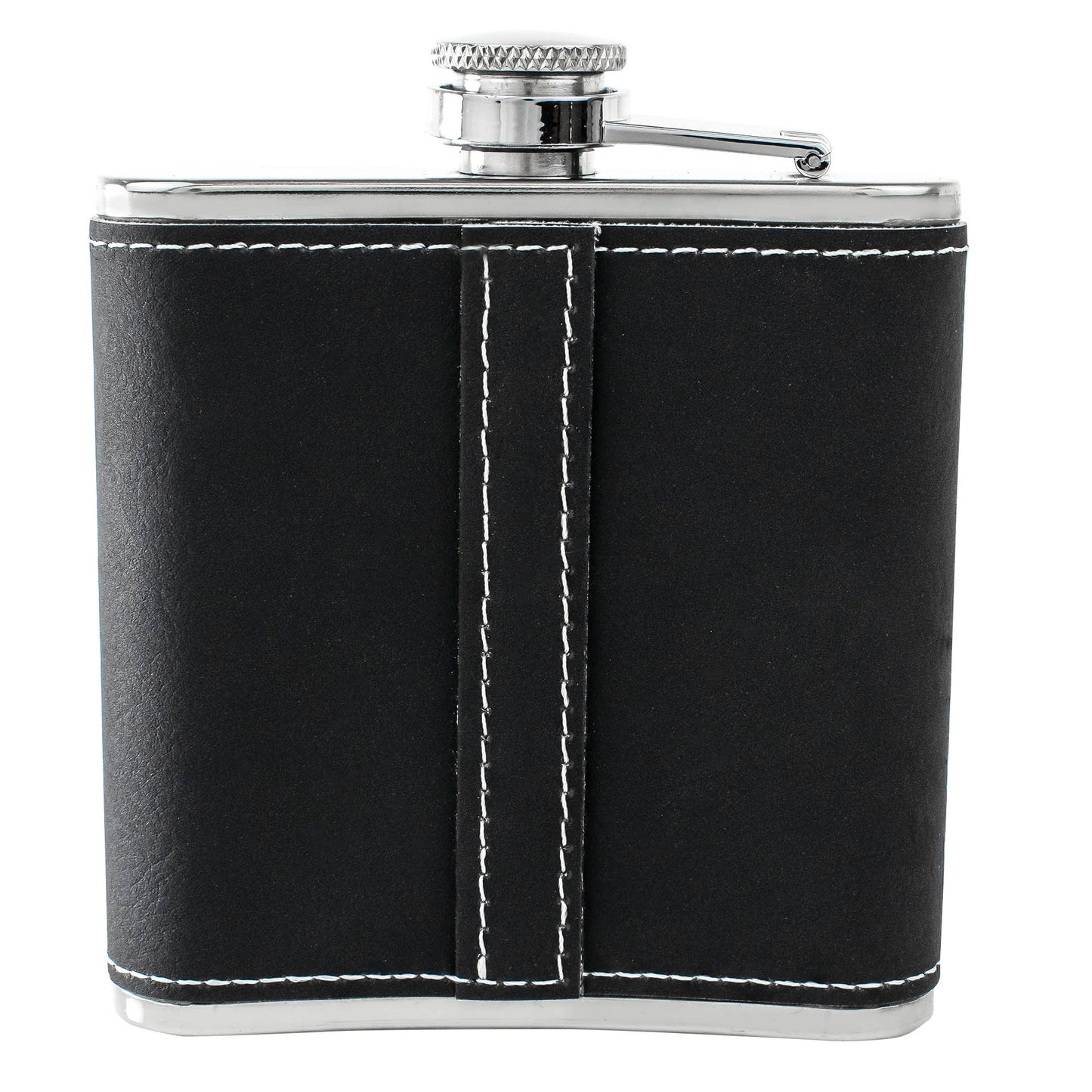 Two-Tone Hip Flask - PU Leather - Black/White - 5.42 oz