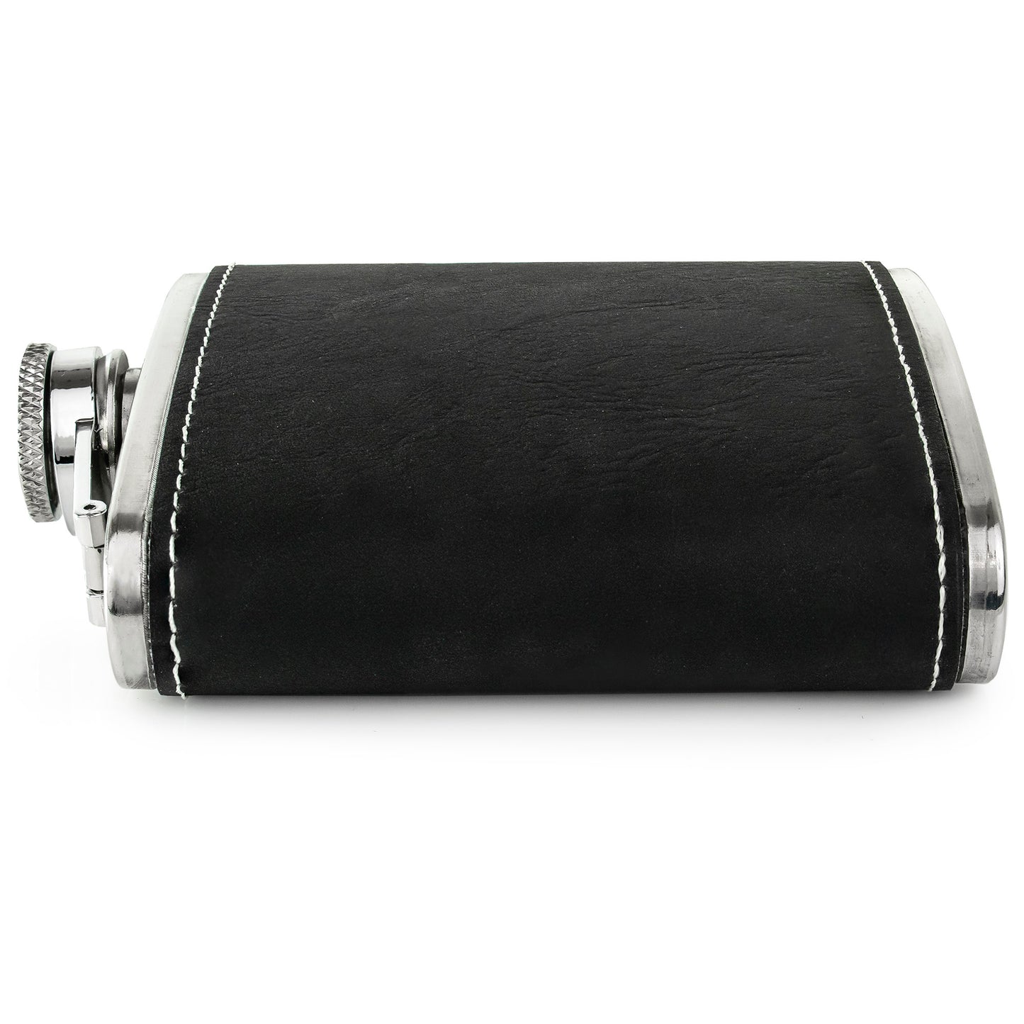 Two-Tone Hip Flask - PU Leather - Black/White - 5.42 oz