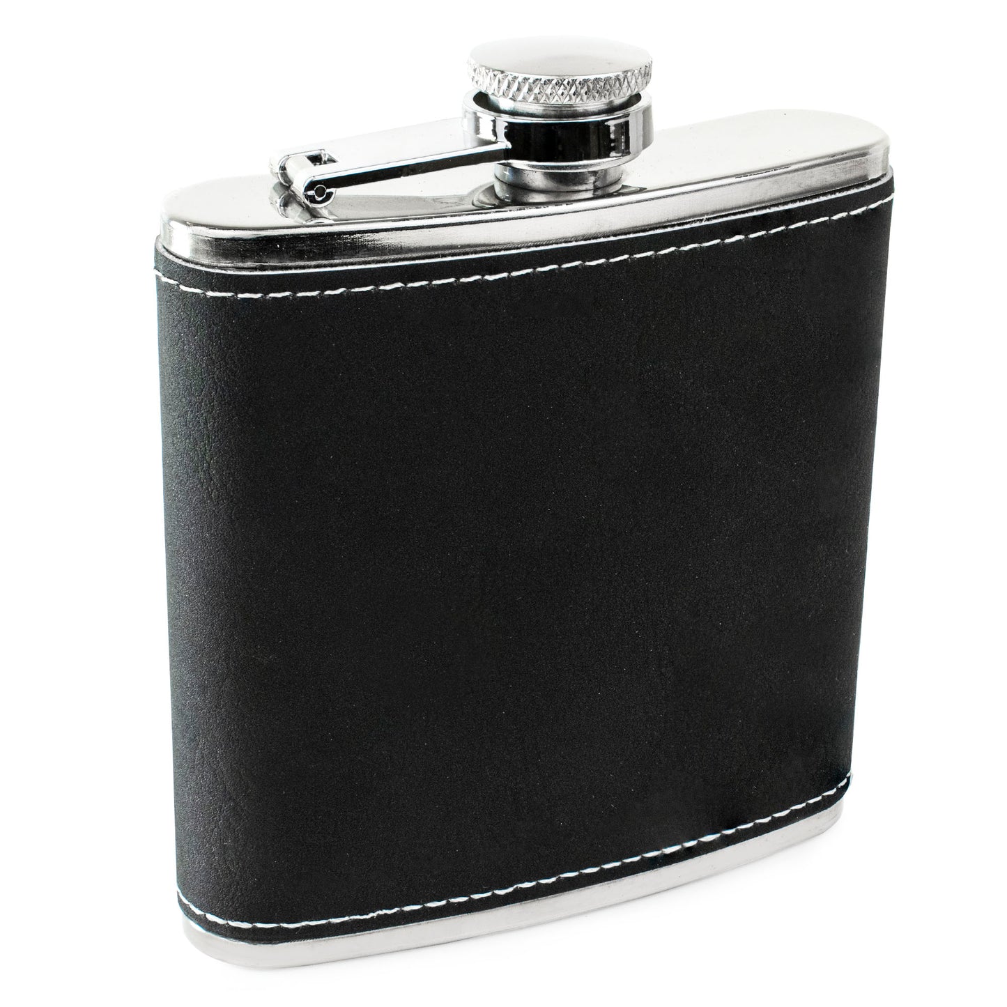 Two-Tone Hip Flask - PU Leather - Black/White - 5.42 oz