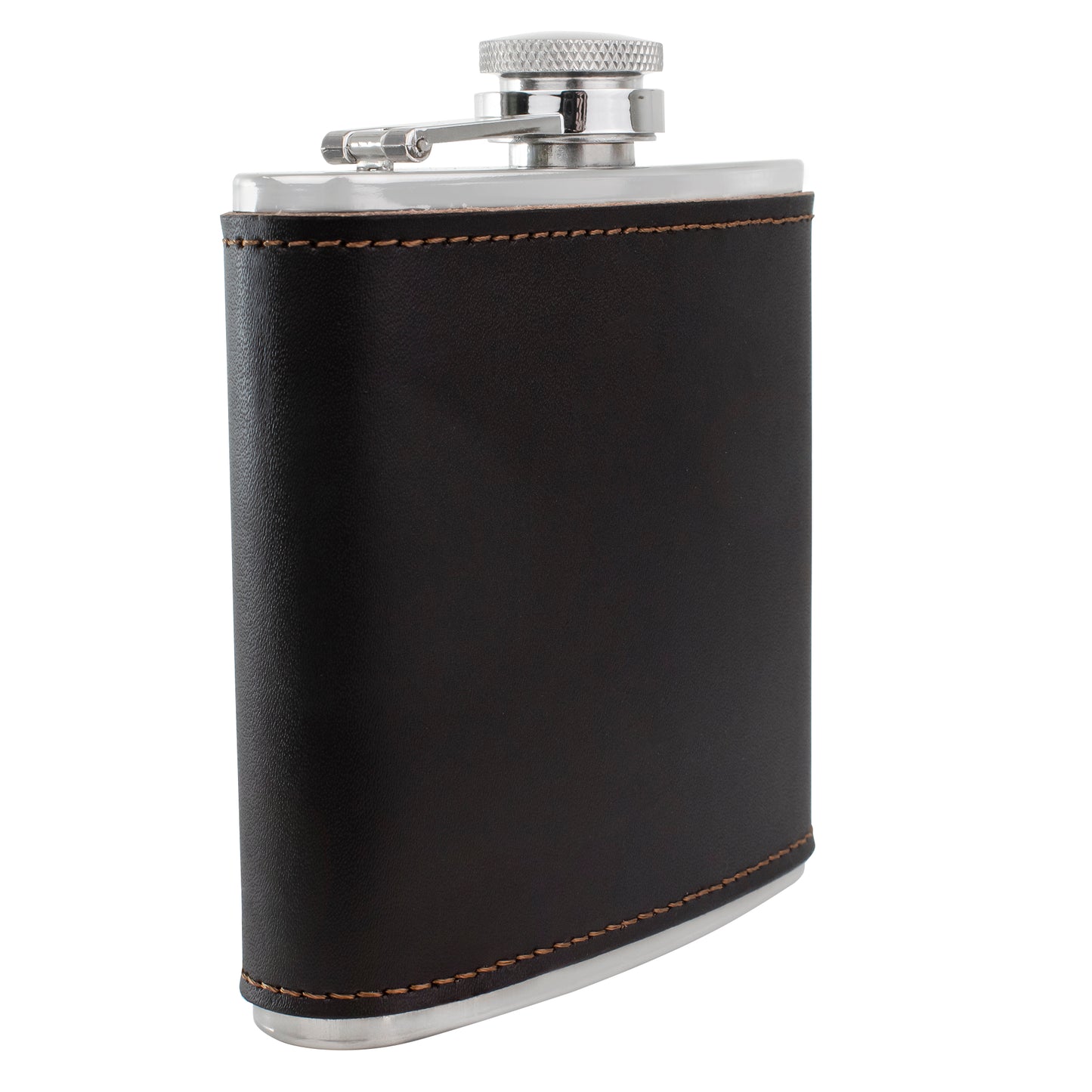 Hip Flask - Real Leather - Dark Brown - 5.42 oz