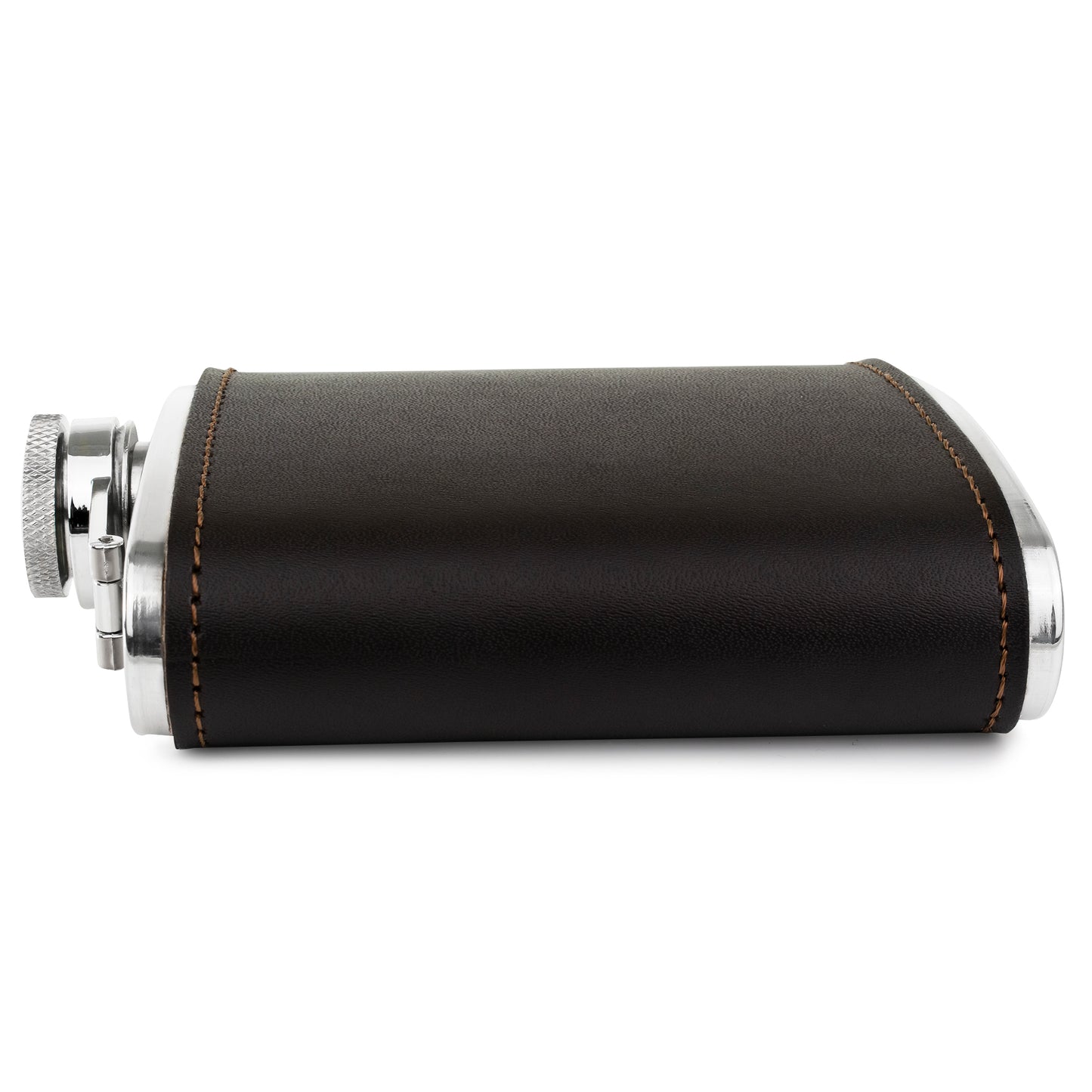 Hip Flask - Real Leather - Dark Brown - 5.42 oz