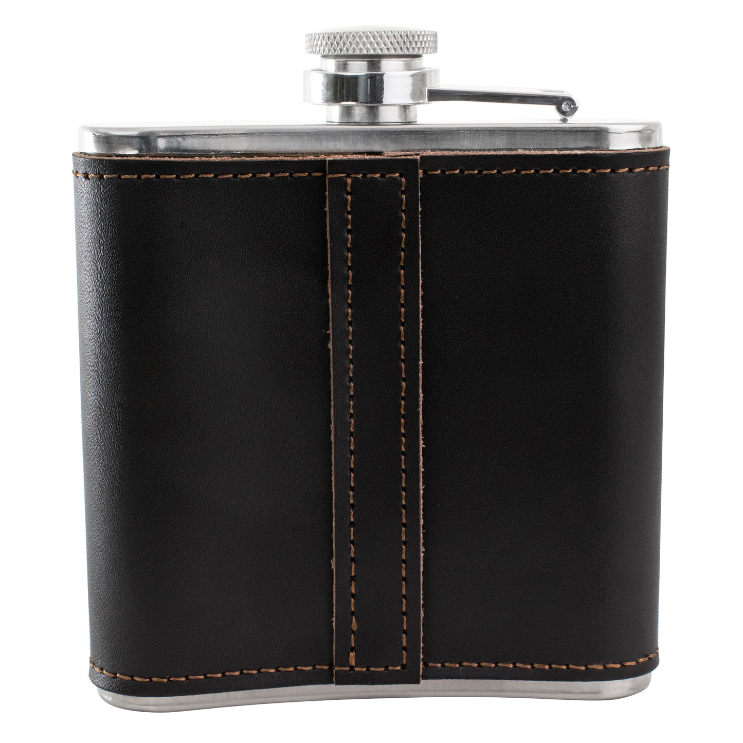 Hip Flask - Real Leather - Dark Brown - 5.42 oz