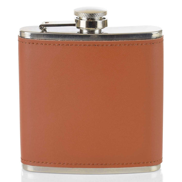 Hip Flask - Real Leather - Tan - 6 oz
