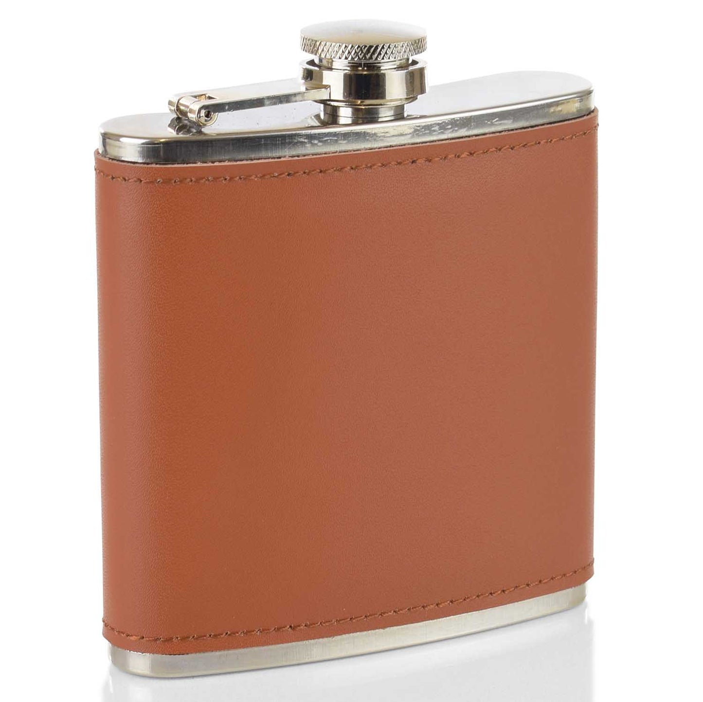 Hip Flask - Real Leather - Tan - 5.42 oz