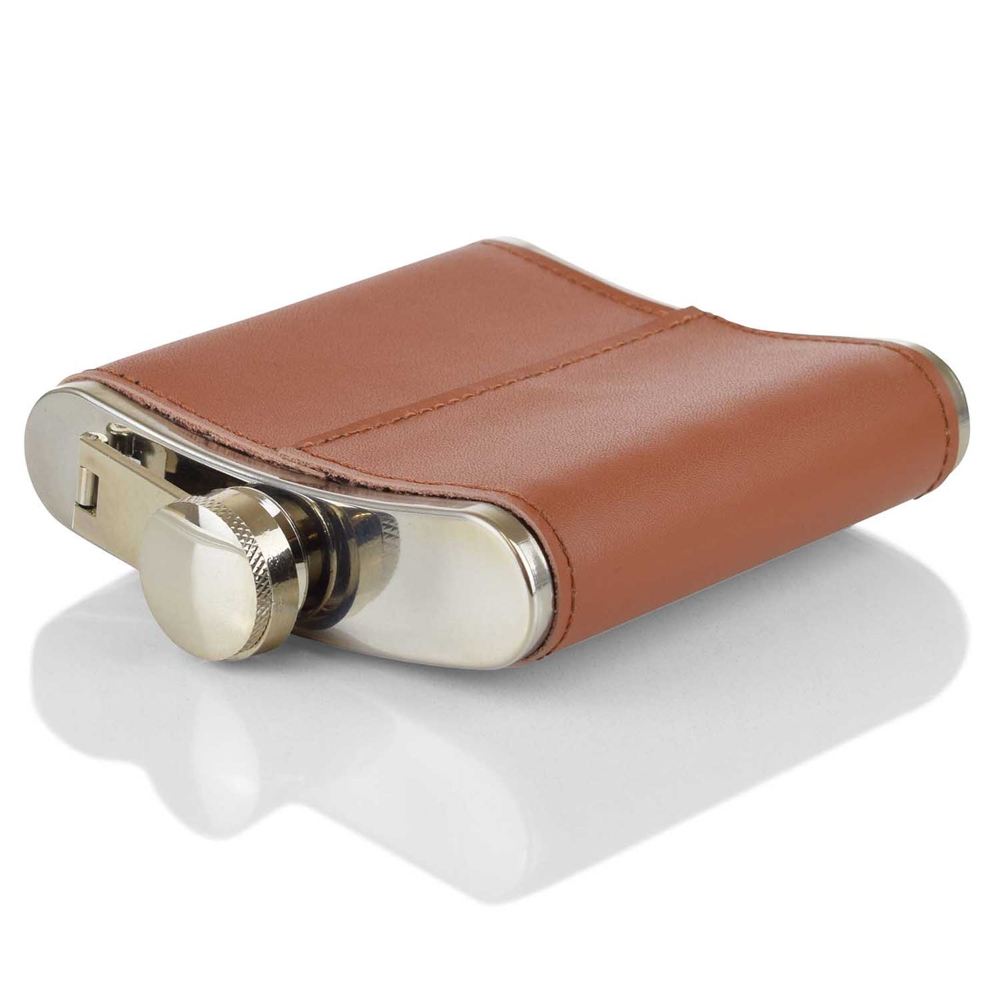 Hip Flask - Real Leather - Tan - 5.42 oz